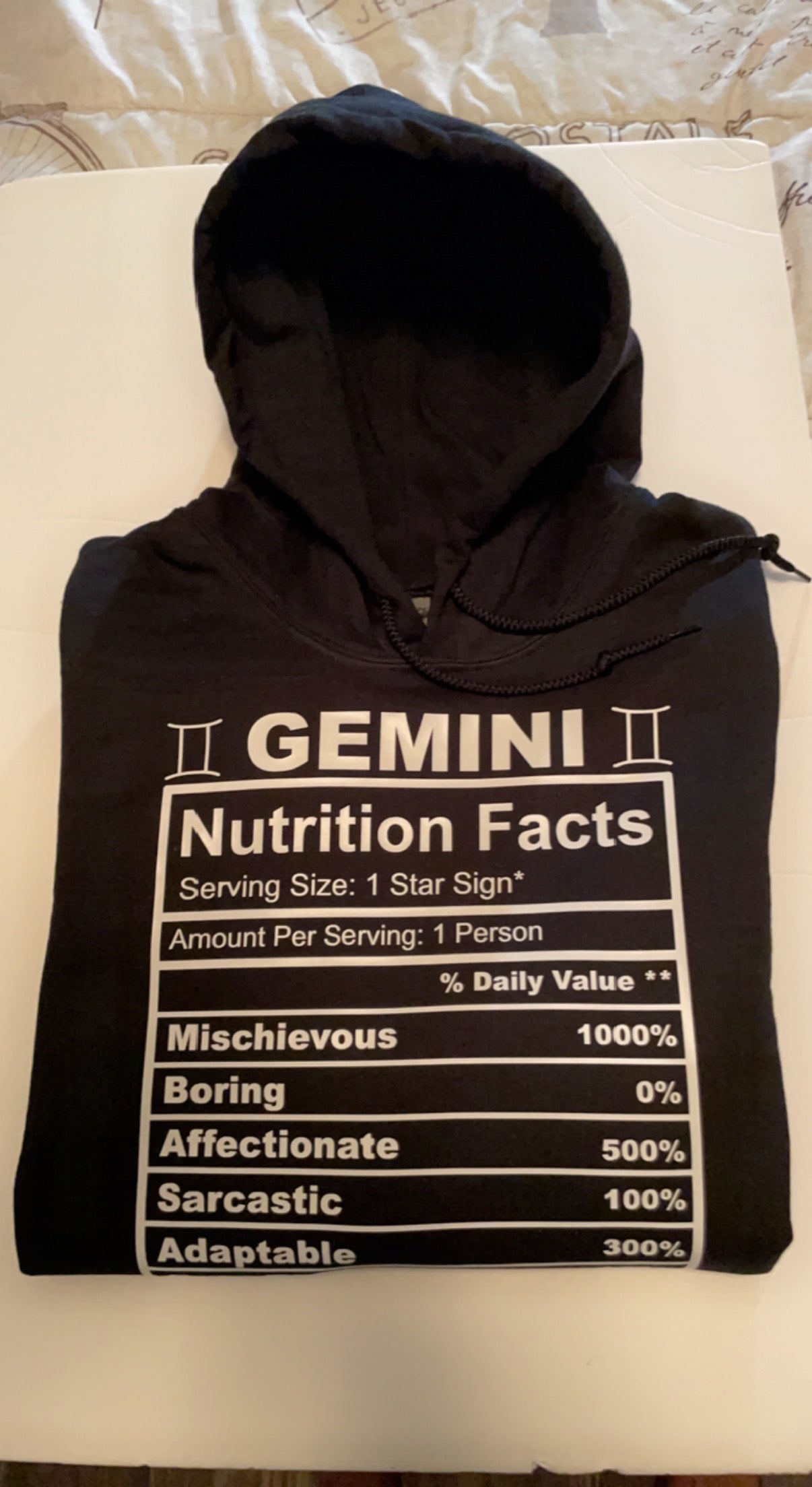 Zodiac Nutrition Facts Hoodie