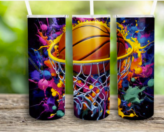 Multicolor Basketball 20oz Tumbler