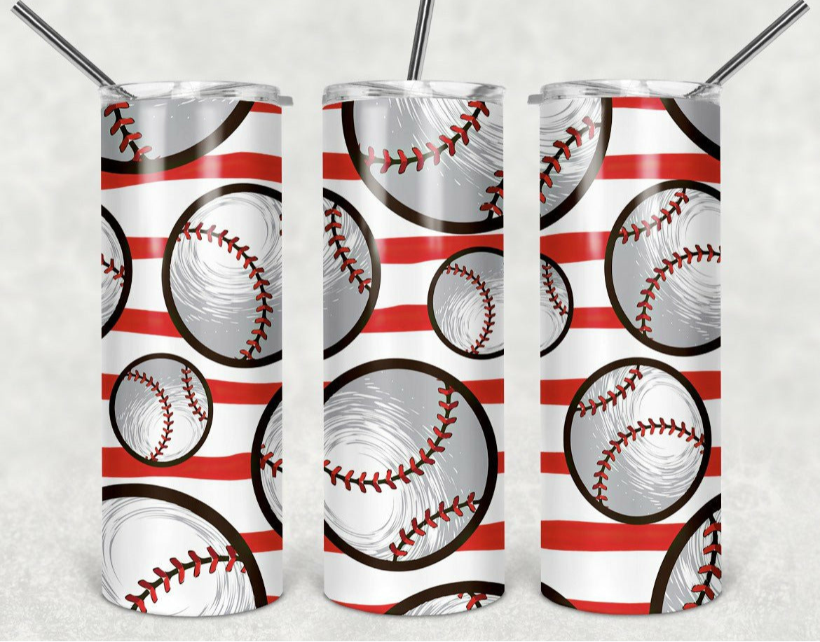 Red & white Baseball 20oz Tumbler