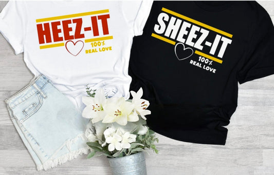 HEEZE-IT and SHEEZE-IT matching shirts