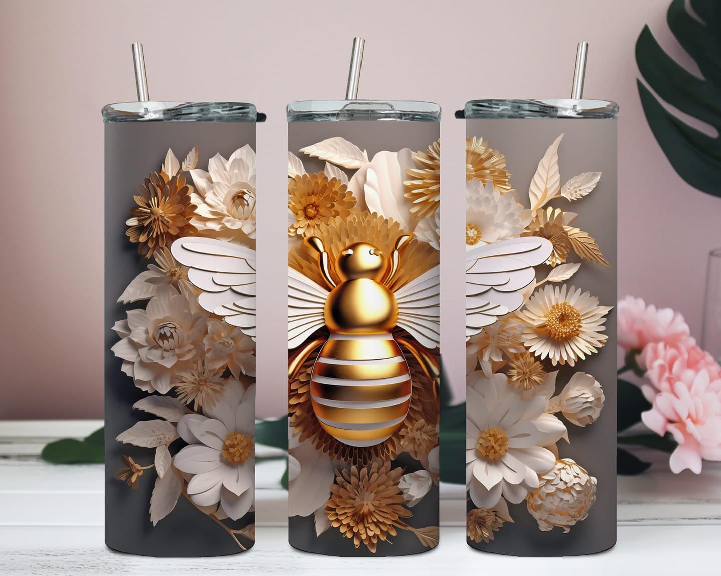 Flower Bee 20oz Tumbler