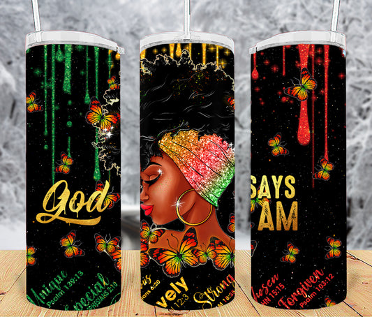 God says I am 20oz Tumbler