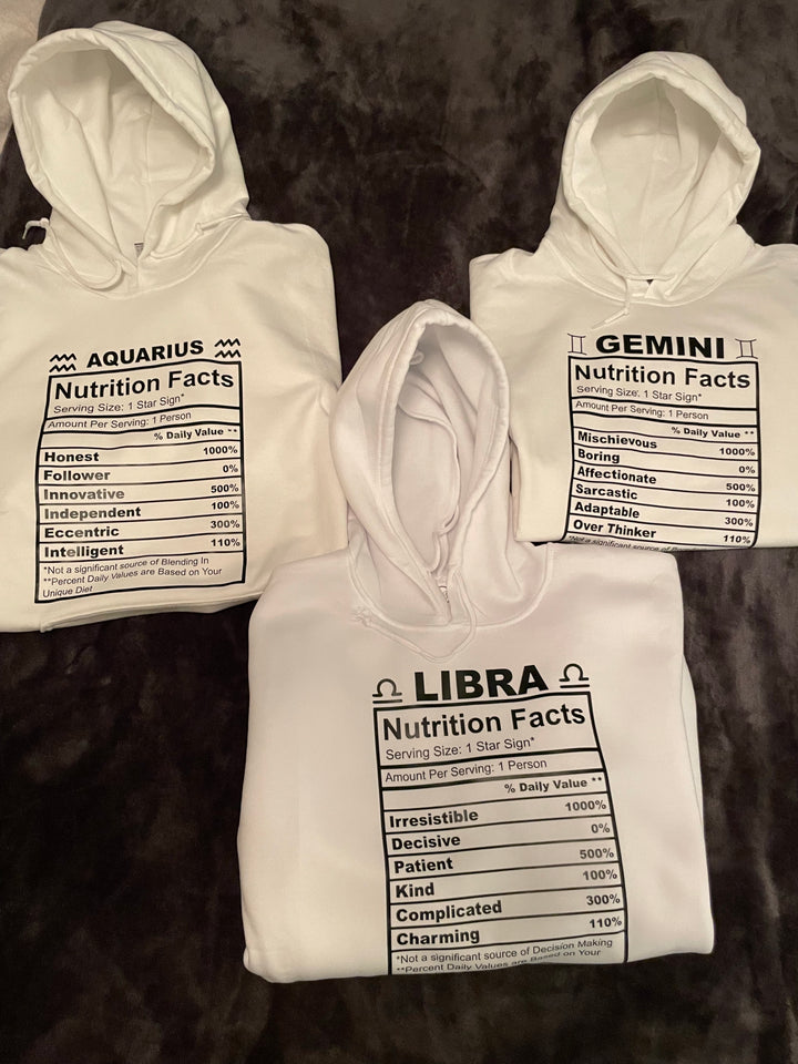 Zodiac Nutrition Facts Hoodie